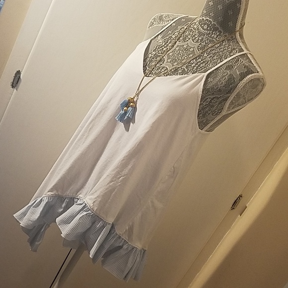 Zara White Ruffled Tank Top szL - Picture 3 of 6